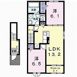 エアリーハウスG 2LDKの間取図画像