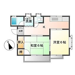 ピーチパレスA 2Kの間取図画像
