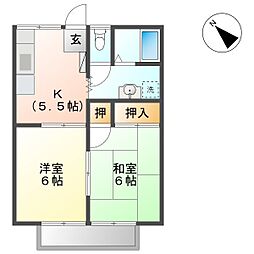 すずらんハイツ 2Kの間取図画像
