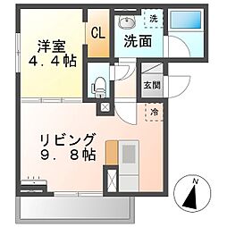 ヴィエント 1LDKの間取図画像