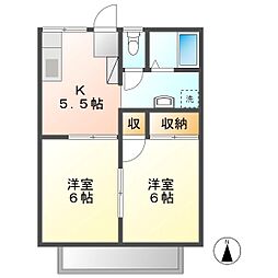 香和ハイツ 2Kの間取図画像