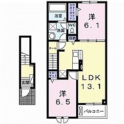 佐久市岩村田アパート 2LDKの間取図画像