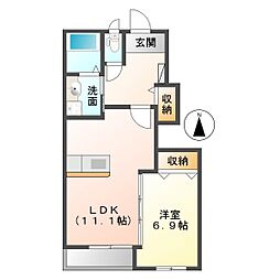 ウェルビング常田A 1LDKの間取図画像