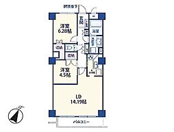 アプロアメニティ浦和西A棟 2LDKの間取図画像
