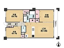 ラムザタワーA棟 3LDKの間取図画像