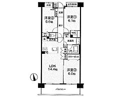 コスモ戸田公園ピアセーレ 3LDKの間取図画像