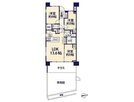 【間取】マンションらしい理想の間取り、角部屋につき開放感もあります。