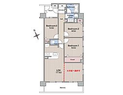 デュオコート川口元郷 3LDKの間取図画像
