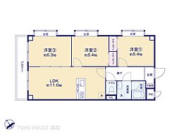 エンゼル鳩ヶ谷南壱番館 3LDKの間取図画像
