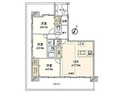 デュオコート武蔵浦和 3LDKの間取図画像