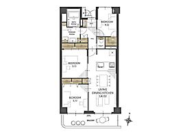 レジデンシャル武蔵浦和ザ・マークプレイス 3LDKの間取図画像