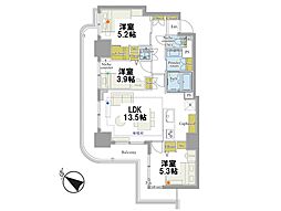 川口パークタワー 3LDKの間取図画像