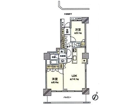 【間取り】2LDK 広々リビングに充実した住空間