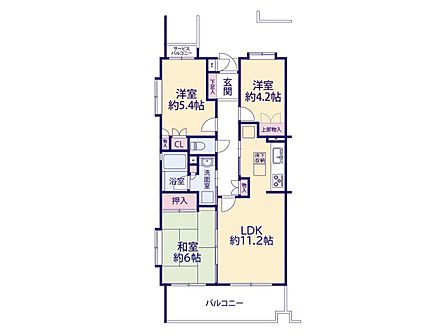 【間取り図】専有面積　60.39m2