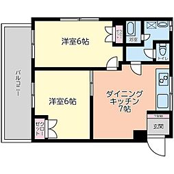 カースルいずみ 2DKの間取図画像