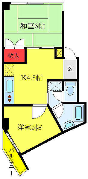 なり駒第3ビル 206｜東京都北区王子3丁目(賃貸マンション2K・2階・38.43㎡)の写真 その2