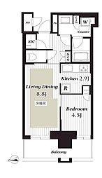 ブランズタワー梅田ノース 1LDKの間取図画像