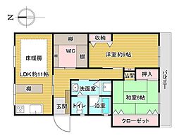 府住宅供給公社河内松原団地A-6棟 2SLDKの間取図画像