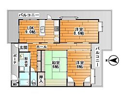 ハイマート古市 3DKの間取図画像