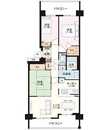 グランアヴェニュー4号棟ウエストプレイス 3LDKの間取図画像