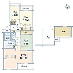 ガーデンヒルズ三日市 3LDKの間取図画像
