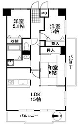 エクセランス大野芝 3LDKの間取図画像