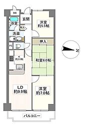 千代田錦織公園グリーンマンション 3LDKの間取図画像