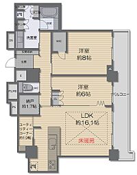 ライオンズタワー神戸元町 2SLDKの間取図画像