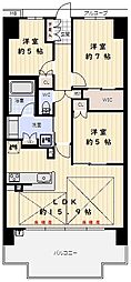 クレヴィア神戸ポートアイランド 3LDKの間取図画像