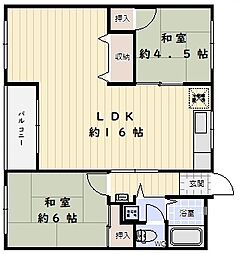 御崎北ビル 2LDKの間取図画像