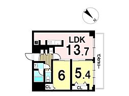 八王子スカイマンション 2LDKの間取り