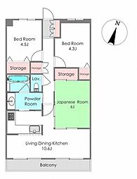 シャルマンコーポ三島B棟 3LDKの間取図画像