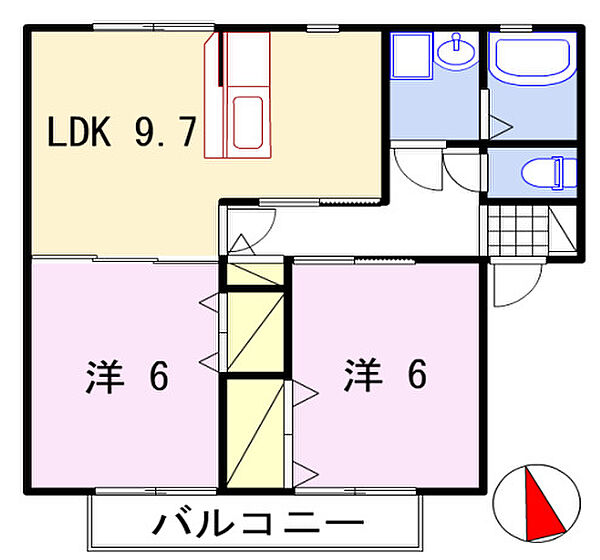 フラワービレッジ茉琴 203｜兵庫県姫路市花田町勅旨(賃貸アパート2LDK・2階・40.92㎡)の写真 その2