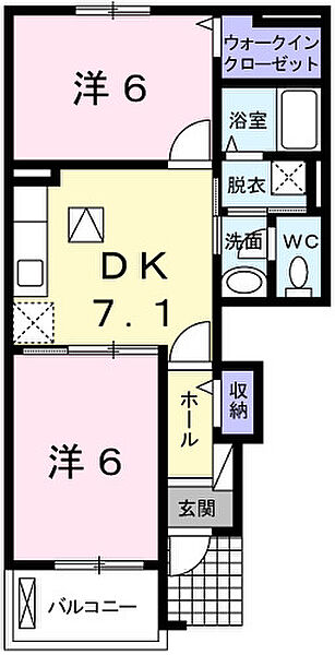 ノイ・フリーデＢ 103｜兵庫県姫路市広畑区蒲田2丁目(賃貸アパート2DK・1階・44.70㎡)の写真 その2