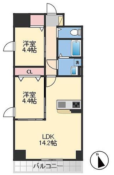 ＭＩＳＴＲＡＬ姫路駅前VIII安田 606｜兵庫県姫路市安田4丁目(賃貸マンション2LDK・6階・55.19㎡)の写真 その3