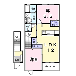 クレメントE 2LDKの間取図画像