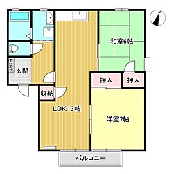 フレグランスパインA 2LDKの間取図画像