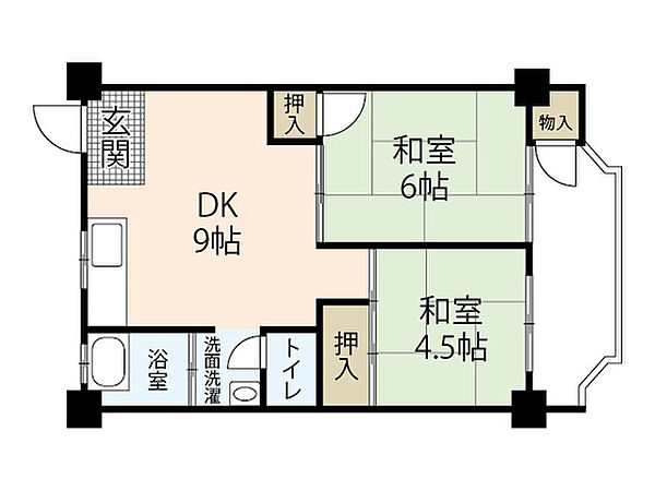 日吉コーポ ｜広島県広島市西区草津東2丁目(賃貸マンション2DK・5階・42.35㎡)の写真 その2