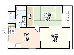 ベルメゾン田方 2DKの間取図画像