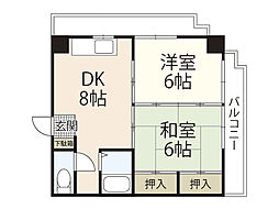 SKビル河原町 2DKの間取図画像