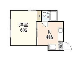 竹本ビル 1Kの間取図画像