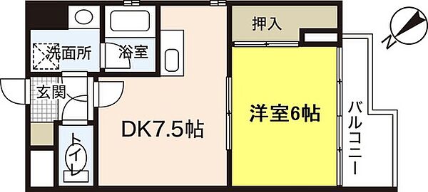 広島県広島市中区富士見町(賃貸マンション1DK・6階・34.00㎡)の写真 その2