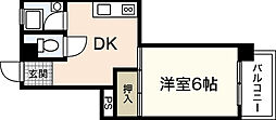 ベロー中広 1DKの間取図画像