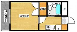 パステルクボ15 1Kの間取図画像