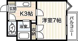 エステート上天満 1Kの間取図画像