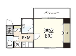 アペックス免出 1Kの間取図画像