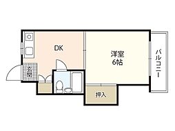 リザ・ハウス西広島 1Kの間取図画像