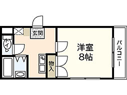 ラ・クープABE 1Kの間取図画像