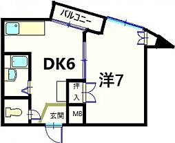 ハイムサンシルク 1DKの間取図画像