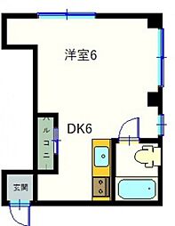 花幸ビル ワンルームの間取図画像